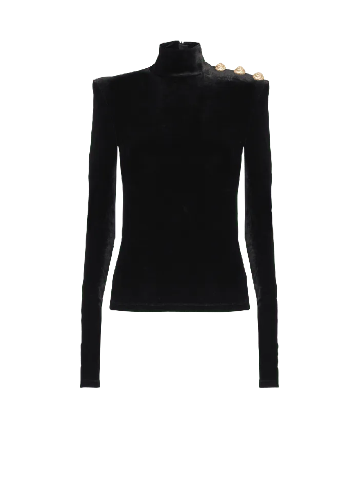 Balmain Tops And Shirts Women Longsleeved Velvet Top Black