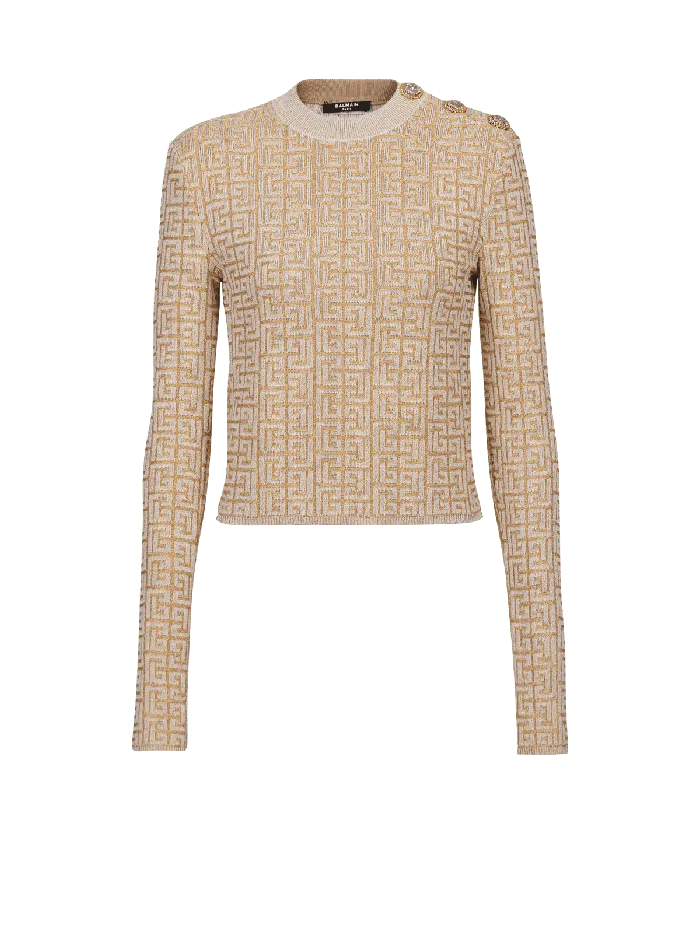Balmain Tops And Shirts Women PB Labyrinth Knit Top Beige
