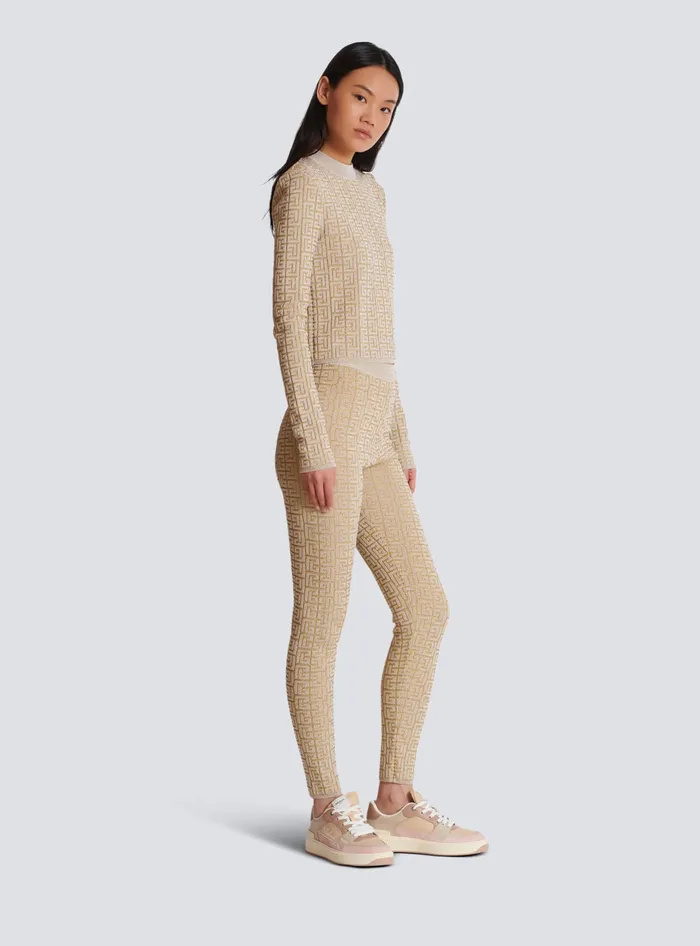 Balmain Tops And Shirts Women PB Labyrinth Knit Top Beige