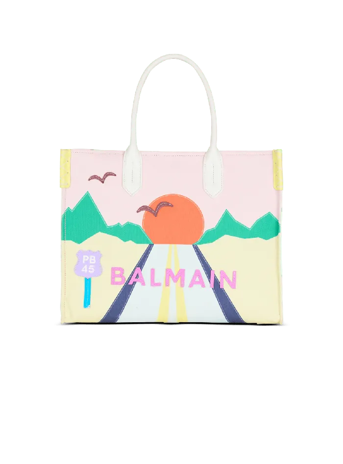 Balmain Tote Bags Women BArmy Shopper Medium Canvas And Leather Tote Bag Multicolor Balmain Tote Bags Women BArmy Shopper Medium Canvas And Leather Tote Bag Multicolor