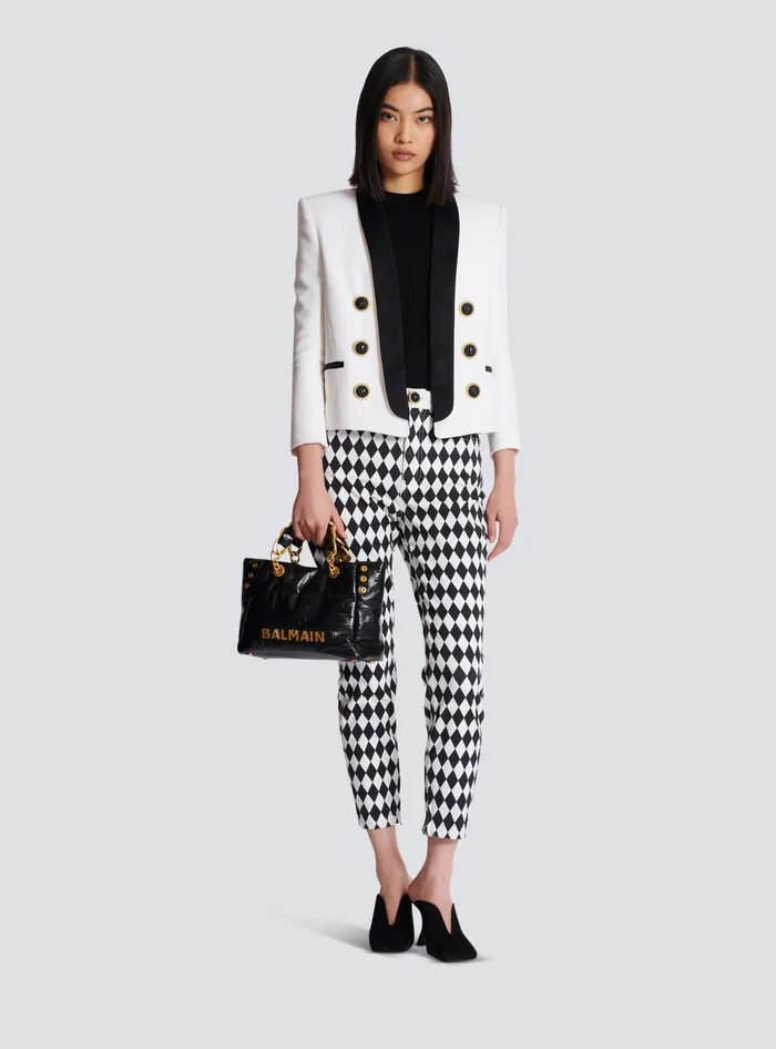 Balmain Tote Bags Women Small 1945 Soft Tote Bag In Crackled Calfskin Black