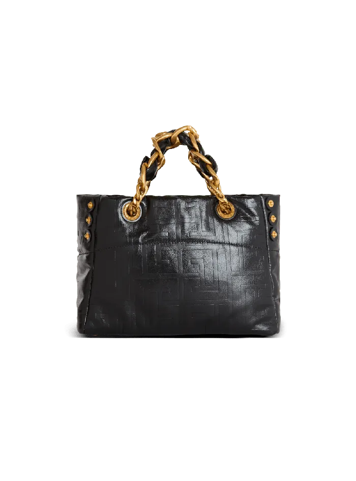 Balmain Tote Bags Women Small 1945 Soft Tote Bag In Crackled Calfskin Black