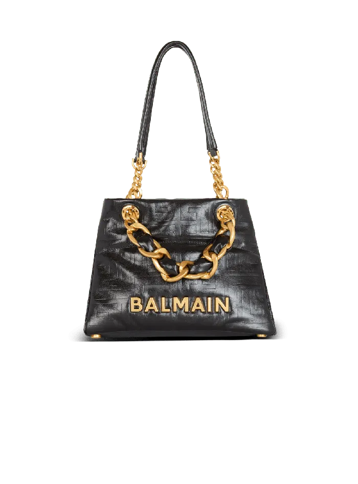 Balmain Tote Bags Women Small 1945 Soft Tote Bag In Crackled Calfskin Black