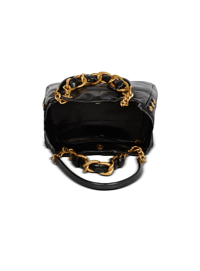 Balmain Tote Bags Women Small 1945 Soft Tote Bag In Crackled Calfskin Black