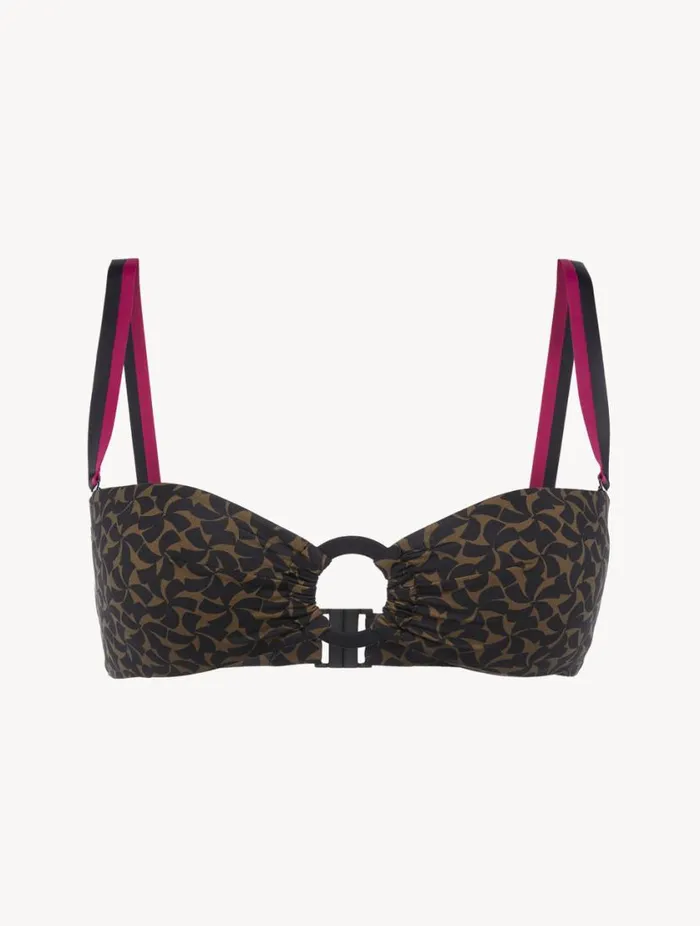 Bandeau Bikini Top In Dark Green And Black Swim La Perla Bikinis