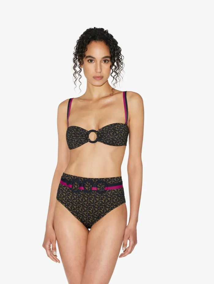 Bandeau Bikini Top In Dark Green And Black Swim La Perla Bikinis