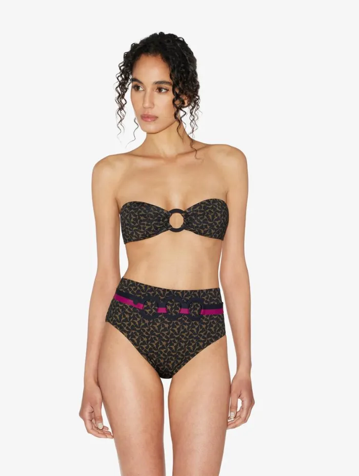 Bandeau Bikini Top In Dark Green And Black Swim La Perla Bikinis