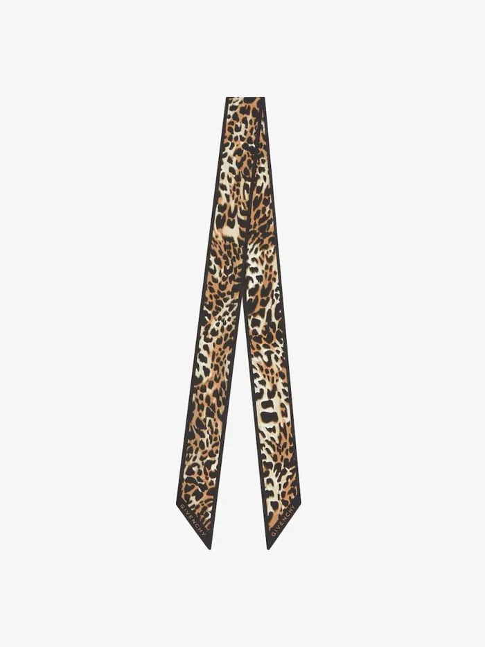 Bandeau In Silk With Leopard Print Blackbeige Women Givenchy Scarves