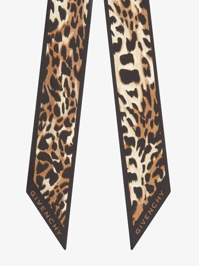 Bandeau In Silk With Leopard Print Blackbeige Women Givenchy Scarves