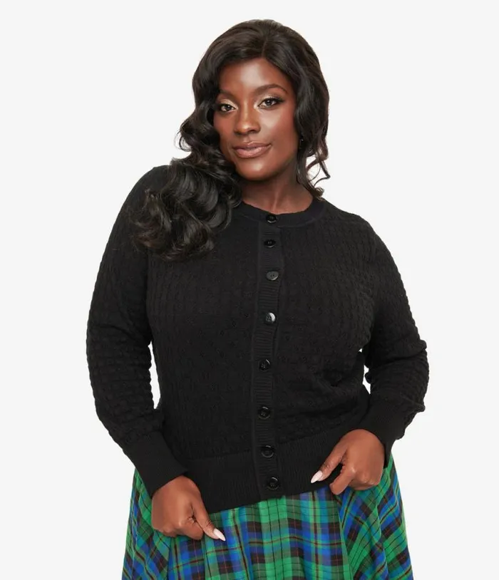 Banned Plus Size 1950s Black Katie Cardigan Clothing Unique Vintage Sweaters and Cardigans