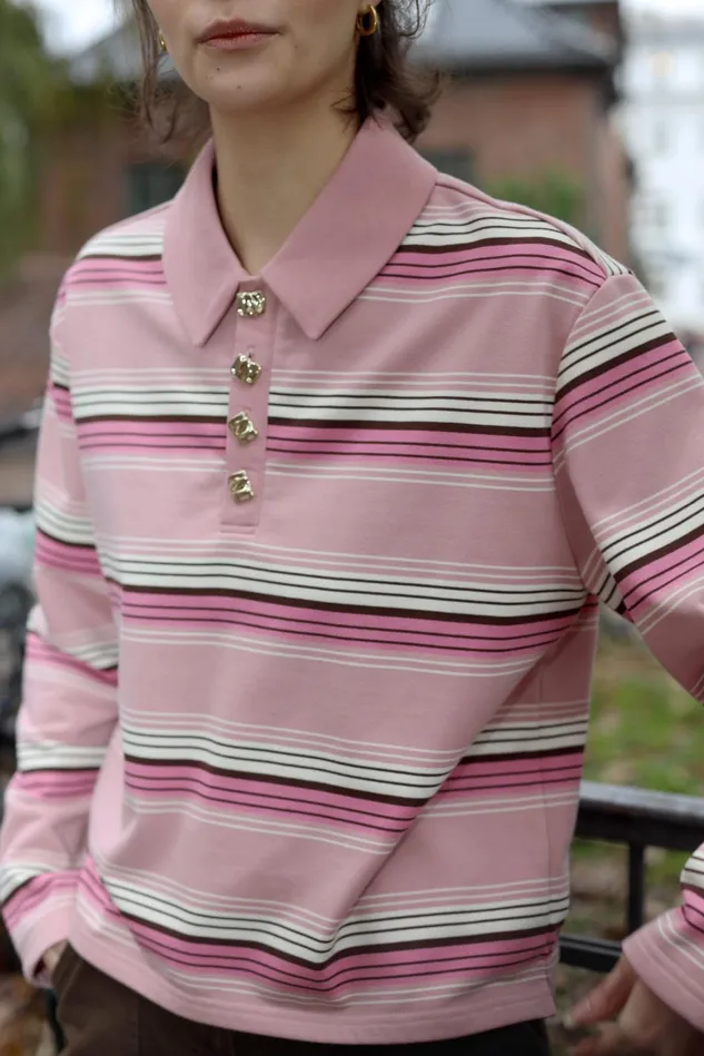 Bea Blouse 8211 Multistripe Pink Women Cras Tops