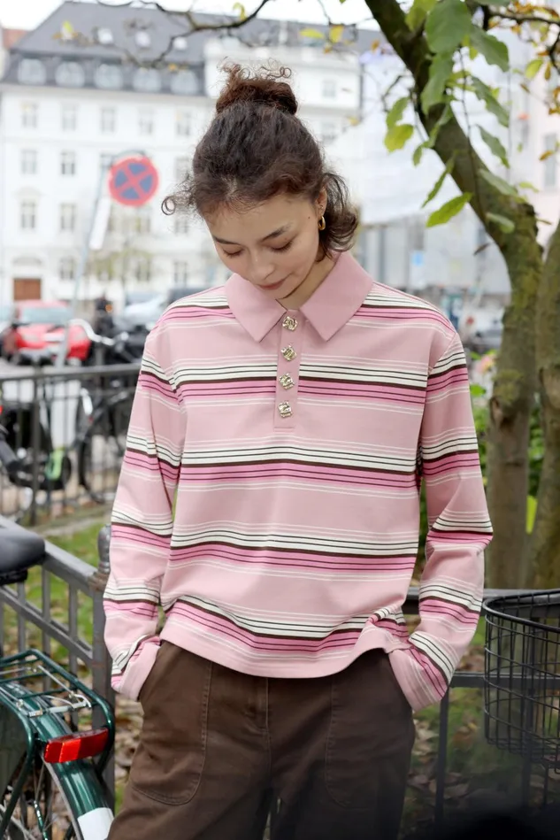 Bea Blouse 8211 Multistripe Pink Women Cras Tops