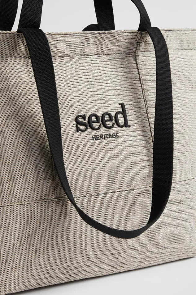 Beach Bags Woman Seed Heritage Seed Overnight Bag Black Natural