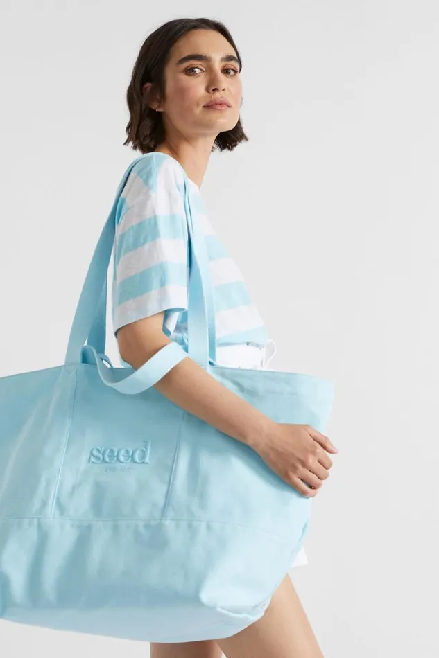 Beach Bags Woman Seed Heritage Seed Overnight Bag Shimmer Blue
