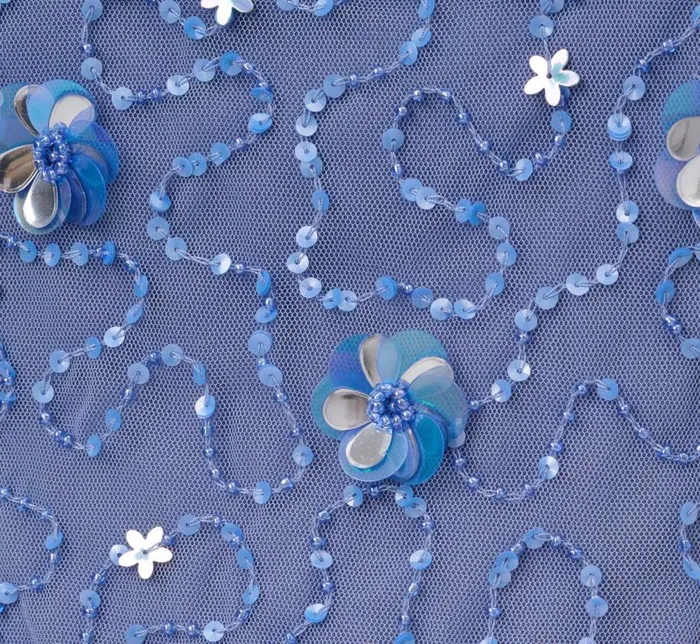 Beaded Dresses Womens Adrianna Papell Off The Shoulder Top With 3D Beaded Details In French Blue