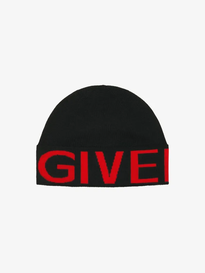 Beanie In Wool Blackred Men Givenchy Beanies and Caps