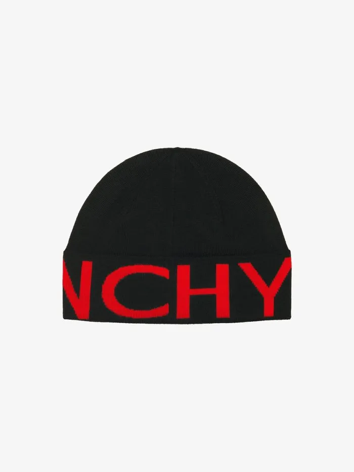 Beanie In Wool Blackred Men Givenchy Beanies and Caps