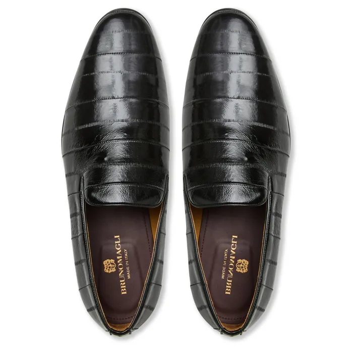 Bellino Leather Loafer Black Eel Men Bruno Magli Loafers and Slipons