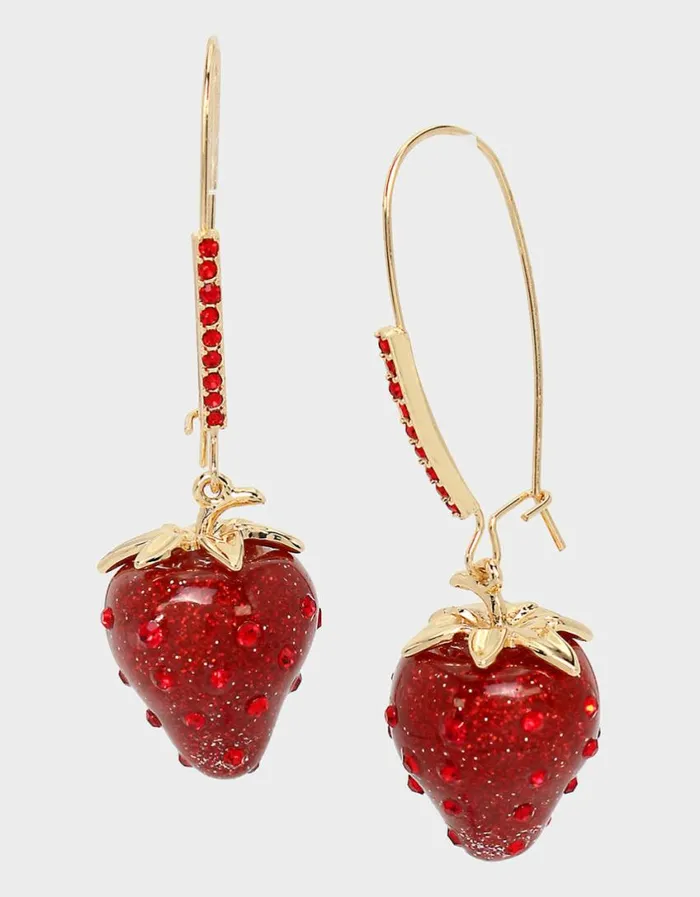 Betsey Johnson Women BETSEYS BEST HANGING STRAWBERRY EARRINGS RED