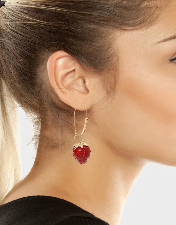 Betsey Johnson Women BETSEYS BEST HANGING STRAWBERRY EARRINGS RED Betsey Johnson Women BETSEYS BEST HANGING STRAWBERRY EARRINGS RED