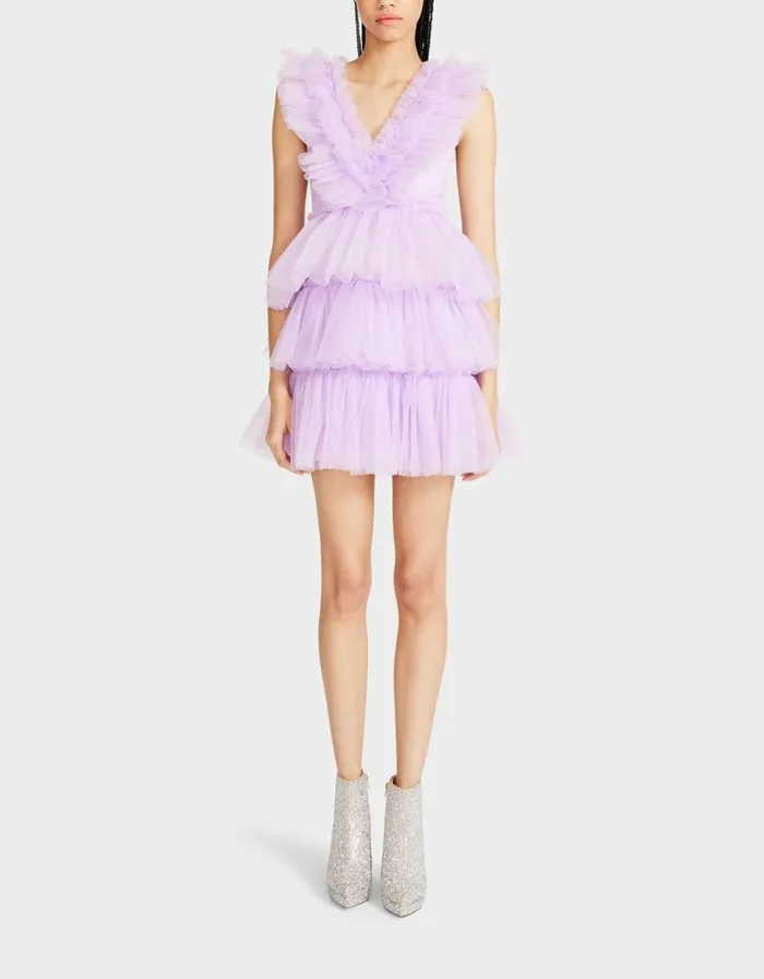 Betsey Johnson Women BETSEYS TIERED TULLE DRESS LAVENDER Lavender