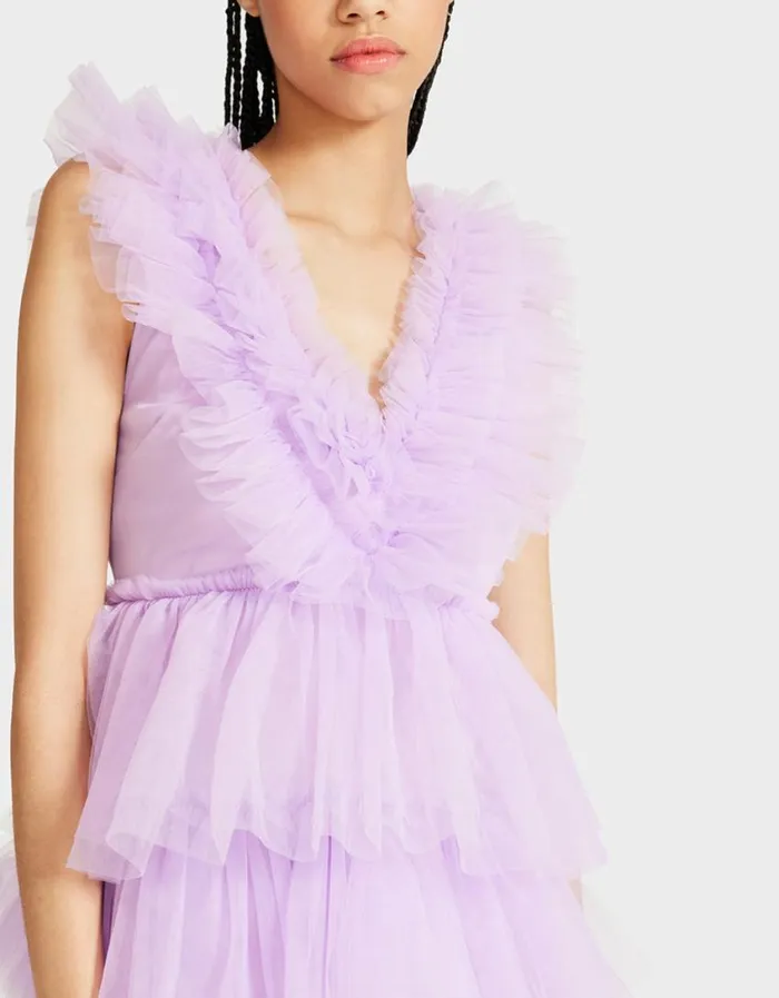 Betsey Johnson Women BETSEYS TIERED TULLE DRESS LAVENDER Lavender