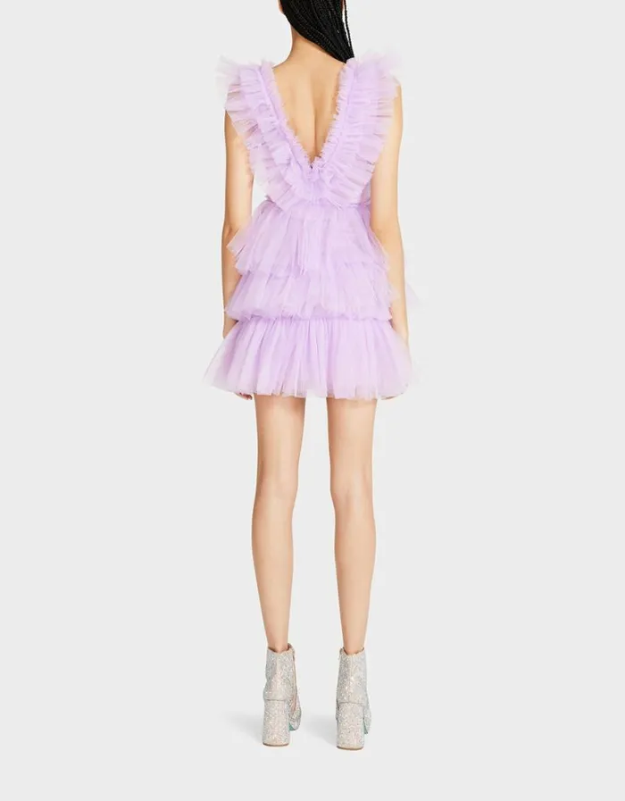 Betsey Johnson Women BETSEYS TIERED TULLE DRESS LAVENDER Lavender