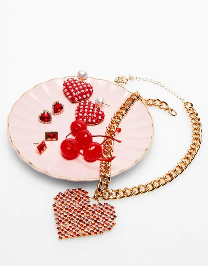Betsey Johnson Women DEAR BETSEY ENVELOPE STUDS RED