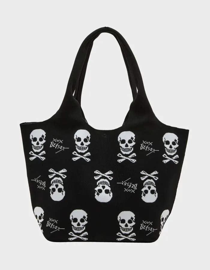 Betsey Johnson Women FLYKNIT TOTE BLACK WHITE
