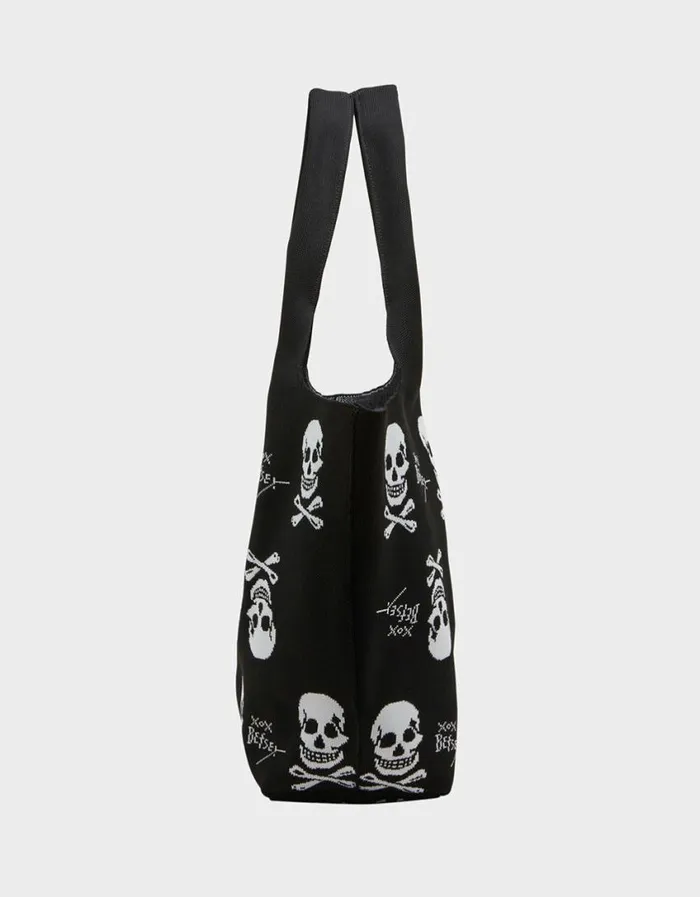 Betsey Johnson Women FLYKNIT TOTE BLACK WHITE