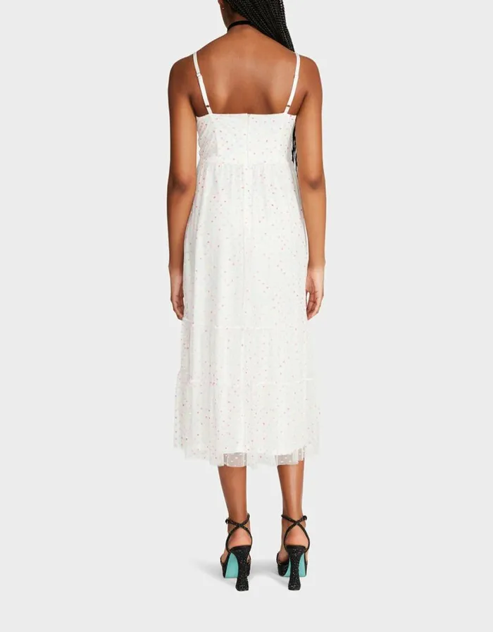 Betsey Johnson Women GARDEN VIBES CORSET MIDI DRESS WHITE MULTI White Multi