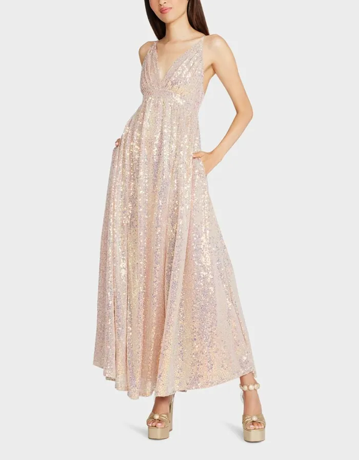 Betsey Johnson Women JAMES MAXI DRESS TAN Tan