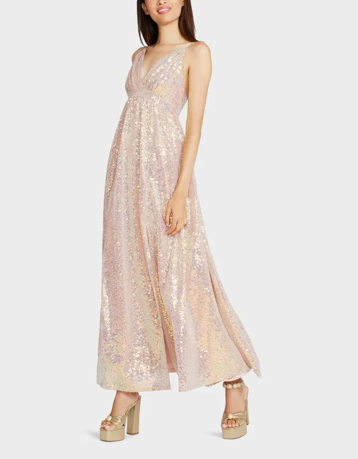 Betsey Johnson Women JAMES MAXI DRESS TAN Tan