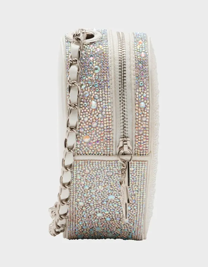 Betsey Johnson Women PEARL HEART SPARKLER CROSSBODY SILVER Betsey Johnson Women PEARL HEART SPARKLER CROSSBODY SILVER