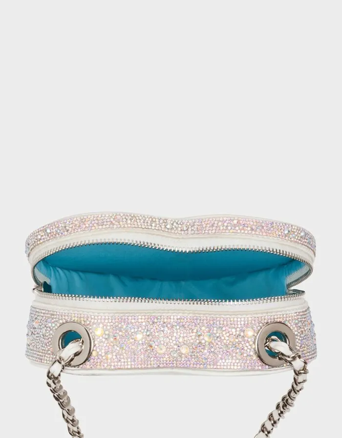 Betsey Johnson Women PEARL HEART SPARKLER CROSSBODY SILVER Betsey Johnson Women PEARL HEART SPARKLER CROSSBODY SILVER