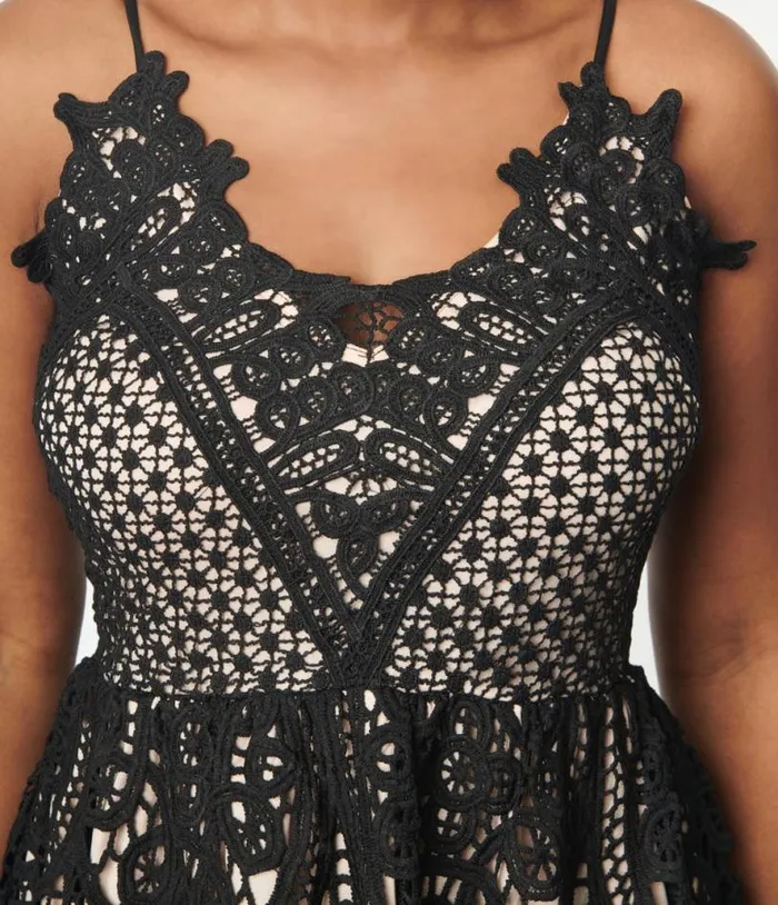 Black and Nude Lace Dress Dresses Unique Vintage Midi