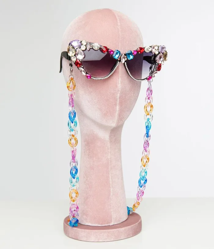 Black and Rainbow Gem Bomb Cat Eye Sunglasses Accessories Unique Vintage Sunglasses Black and Rainbow Gem Bomb Cat Eye Sunglasses Accessories Unique Vintage Sunglasses
