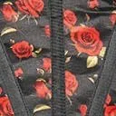 Black and Red Rose Print Open Cup Corset Accessories Unique Vintage Belts
