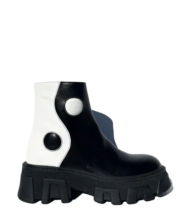 Black and White Balancing Act Boots Shoes Unique Vintage Boots