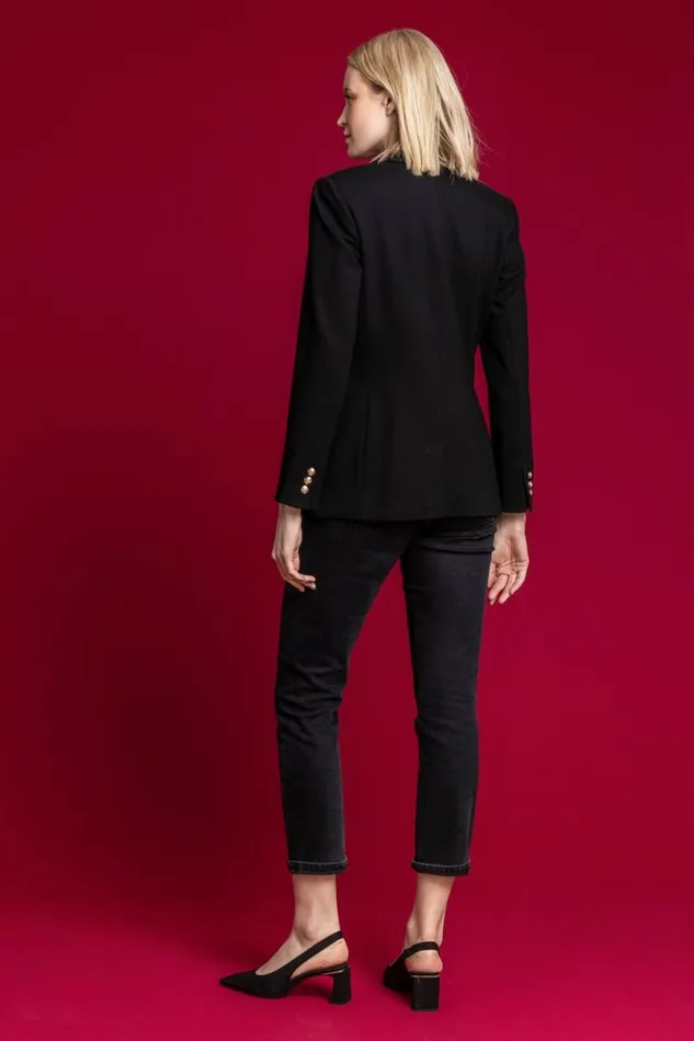 Black Double Breasted Smart Blazer Women Roman Occasionwear