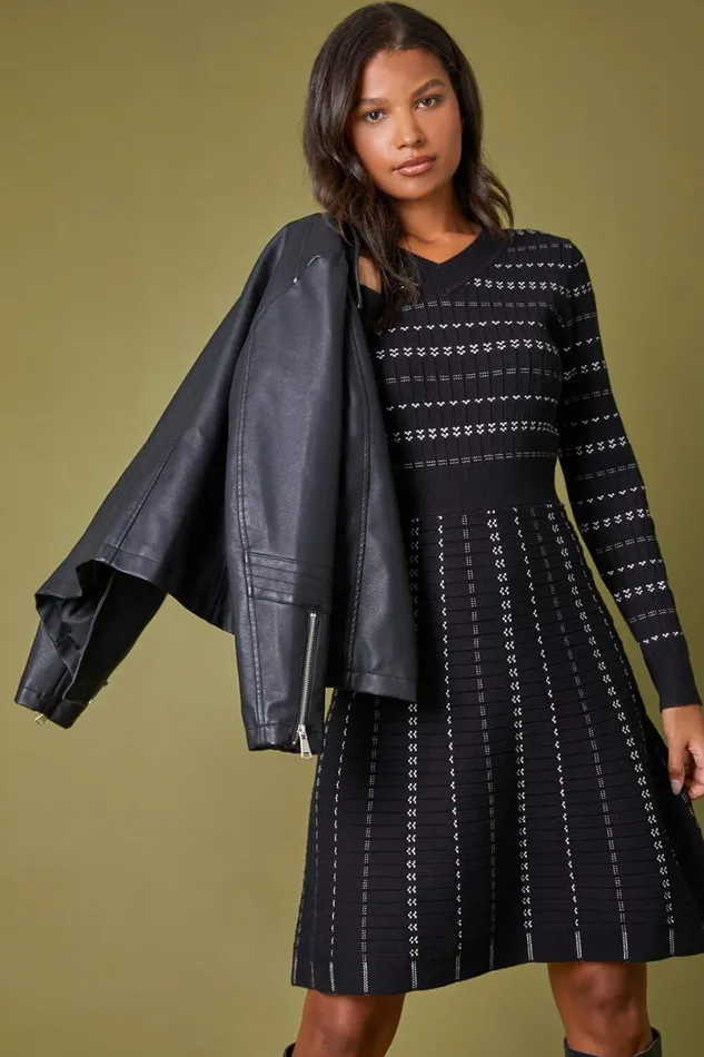 Black Heart Stripe Print Jumper Dress Women Roman Dresses