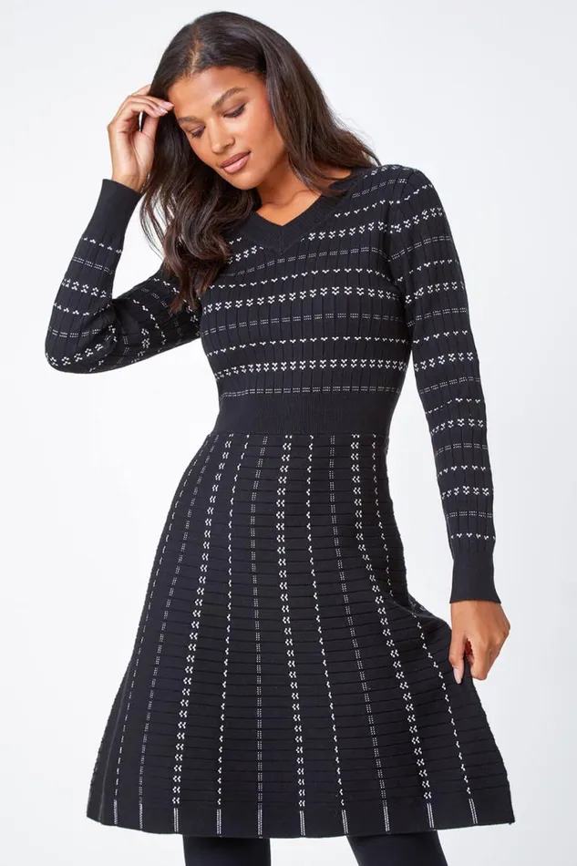Black Heart Stripe Print Jumper Dress Women Roman Dresses