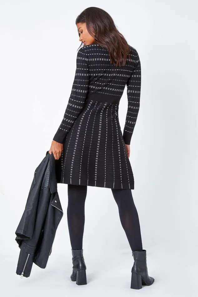 Black Heart Stripe Print Jumper Dress Women Roman Dresses