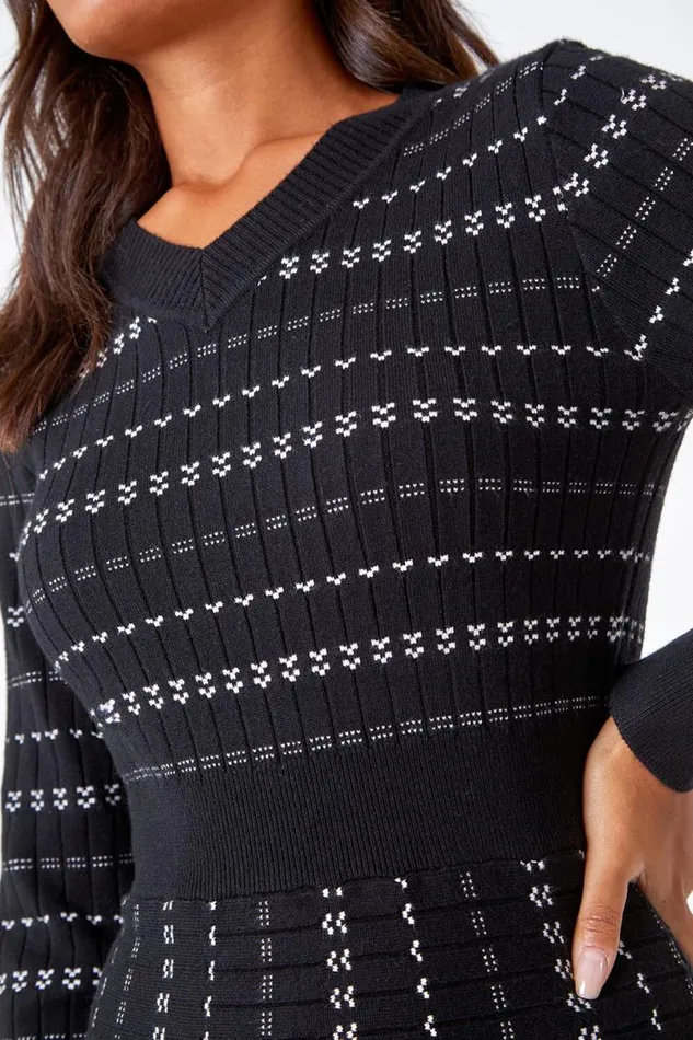 Black Heart Stripe Print Jumper Dress Women Roman Dresses