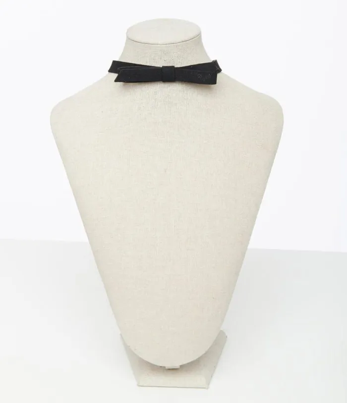 Black Suede Ribbon Choker AccessoriesHalloween Unique Vintage Accessories