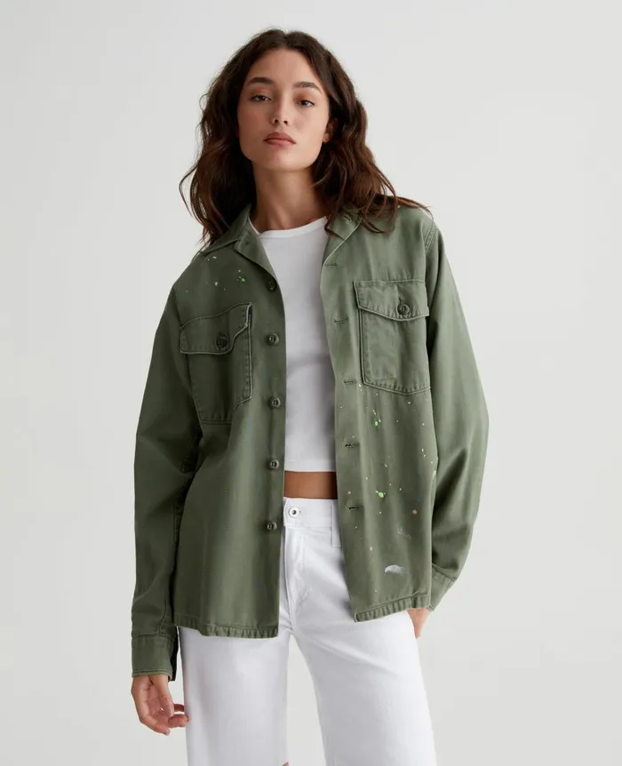 Blake Jacket Stone Dot Vintage Green Women AG Jeans Jackets