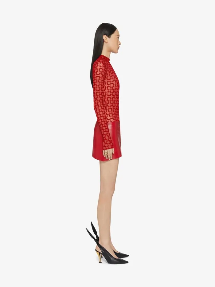 Bodysuit In Monogram 72 Tulle Red Women Givenchy Tops and Shirts