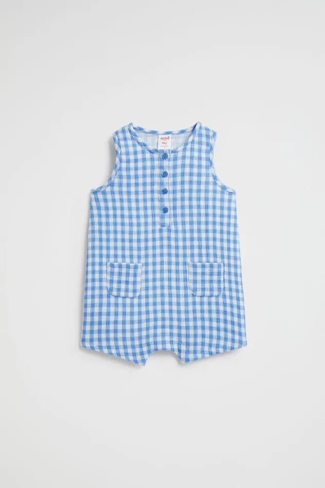 Bodysuits and Onesies Newborn Seed Heritage Check Romper Ocean