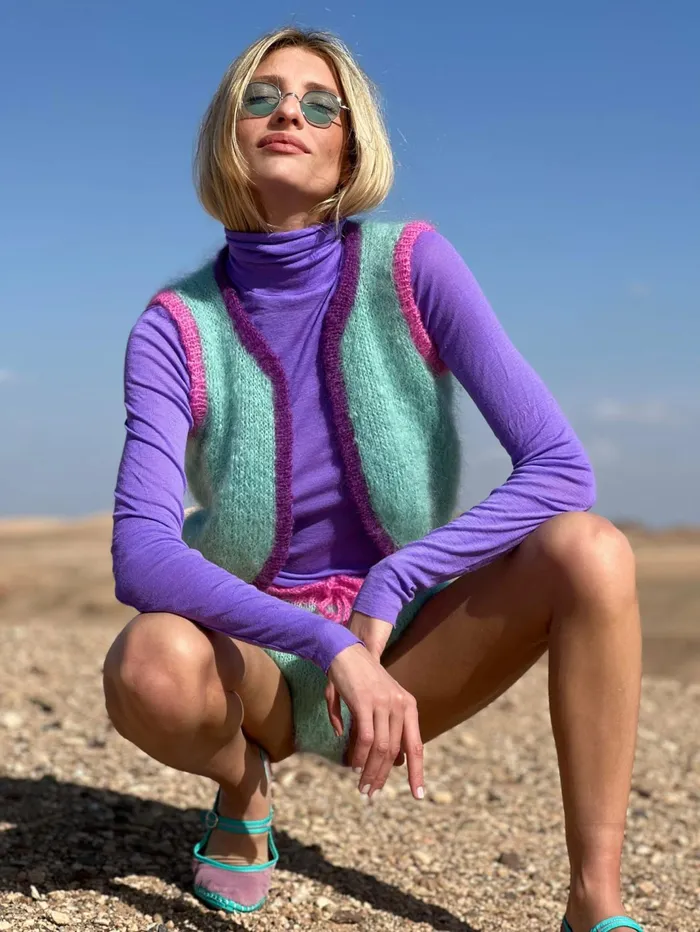 Boleros Women Rose Carmine BOLERO NO SLEEVES COLORBLOCK AQUA