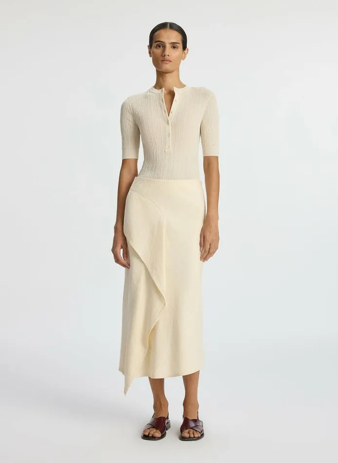 Bottoms Women ALC Lia Linen Midi Skirt Apricot Sherbert